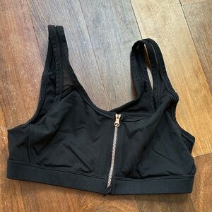 Black Women's Zip-Front Sports Bra